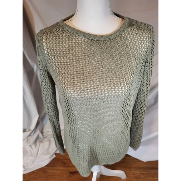 Style & Co Size M Olive Green Open‎ Knit Sweater Size - Picture 1 of 4